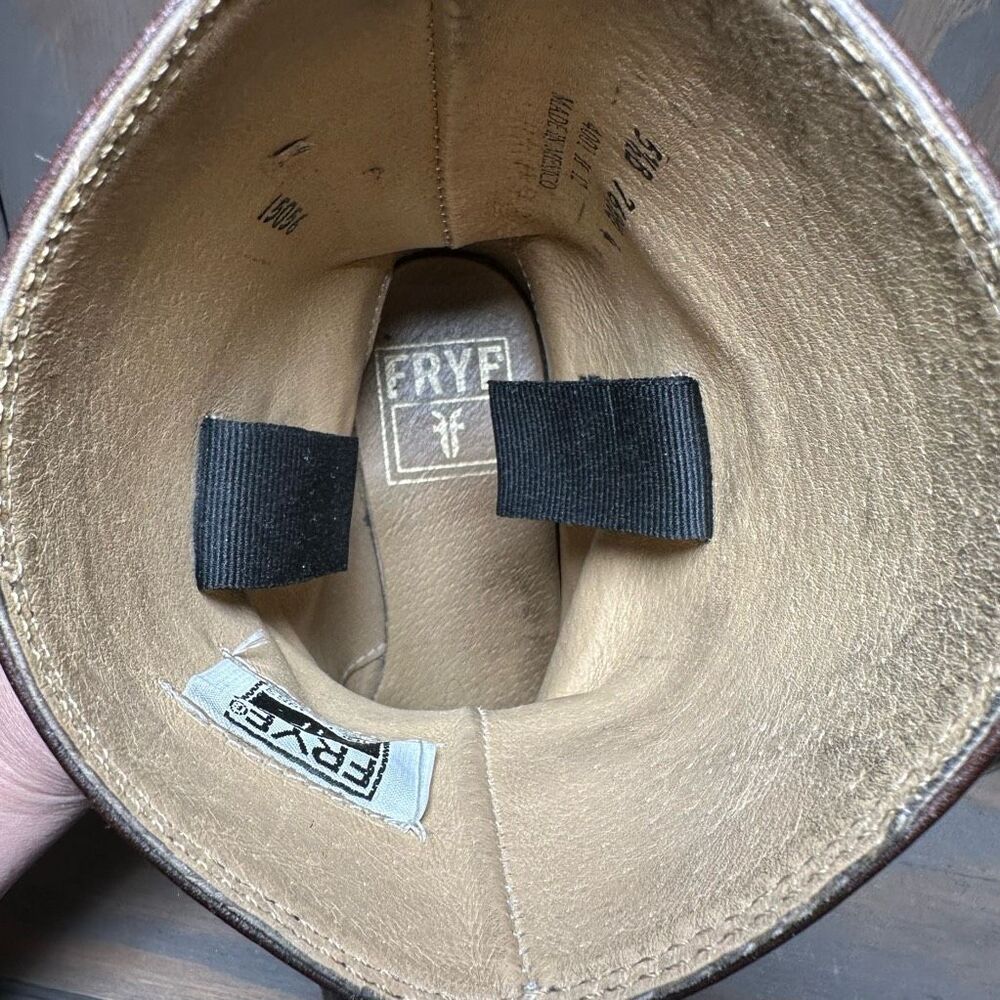 Frye Womens 5.5 Motorcycle Boots Brown Leather Straps Metal Harness Mid Calf - Picture 12 of 12